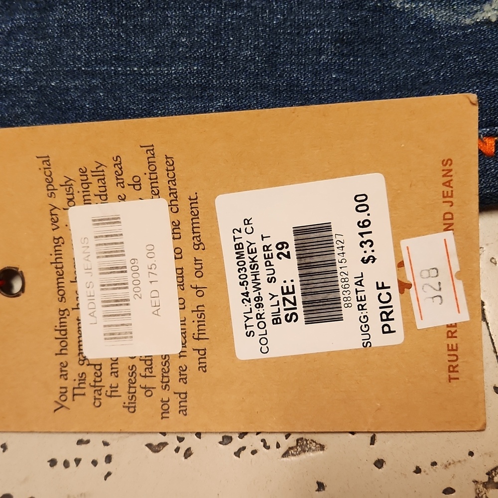 True Religion Dark Blue Distressed Billy Super T Slim Straight Leg Jeans BNWT - Picture 6 of 10